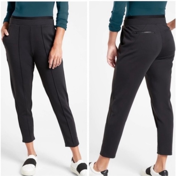 Athleta black pintuck pull on woman’s athleisure pant. 16T - Picture 1 of 11